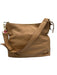 Prada Beige & Gold Grain Leather Zip Close Logo Shoulder Strap Side Zip Bag Beige & Gold / Medium