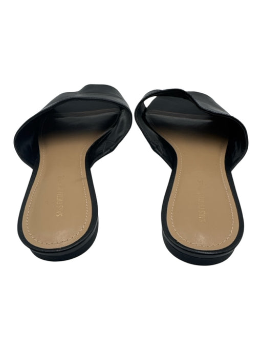 Saks Fifth Ave Shoe Size 9 Black Leather Upper open toe Slide Flat Sandals Black / 9