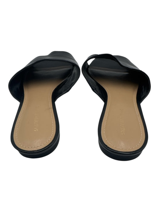 Saks Fifth Ave Shoe Size 9 Black Leather Upper open toe Slide Flat Sandals Black / 9