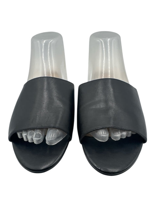 Saks Fifth Ave Shoe Size 9 Black Leather Upper open toe Slide Flat Sandals Black / 9