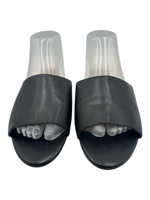 Saks Fifth Ave Shoe Size 9 Black Leather Upper open toe Slide Flat Sandals Black / 9