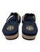 Tory Burch Shoe Size 9 Navy Blue & Beige Foam Thong Logo Stripe Platform Sandals Navy Blue & Beige / 9