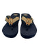 Tory Burch Shoe Size 9 Navy Blue & Beige Foam Thong Logo Stripe Platform Sandals Navy Blue & Beige / 9