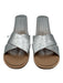 Ugg Shoe Size 8.5 Silver Leather Upper open toe Crackle Print Slide Sandals Silver / 8.5