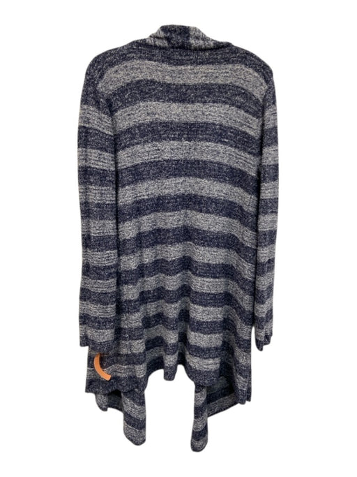 Barefoot Dreams Size L/XL Blue & Gray Nylon & Rayon Long Sleeve Stripe Cardigan Blue & Gray / L/XL