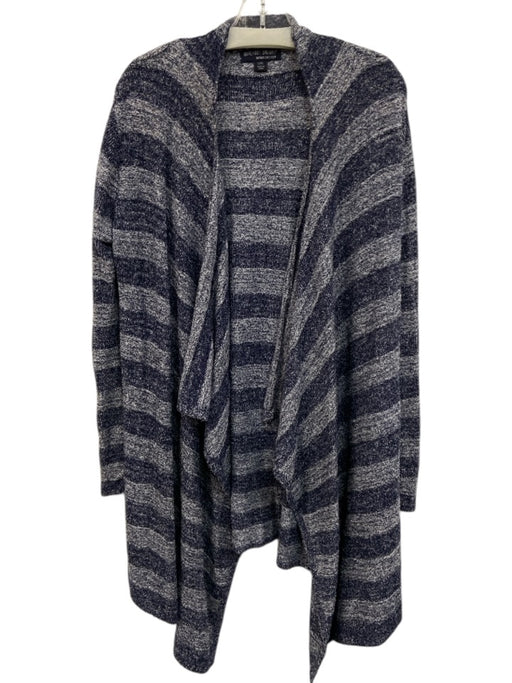 Barefoot Dreams Size L/XL Blue & Gray Nylon & Rayon Long Sleeve Stripe Cardigan Blue & Gray / L/XL