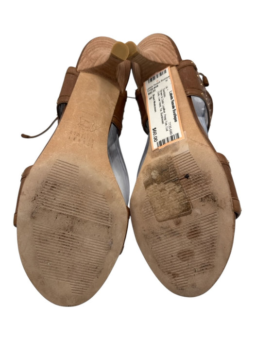 Stuart Weitzman Shoe Size 9 Brown & Gold Leather Peep Toe Cut Outs Tie Sandals Brown & Gold / 9