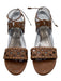 Stuart Weitzman Shoe Size 9 Brown & Gold Leather Peep Toe Cut Outs Tie Sandals Brown & Gold / 9
