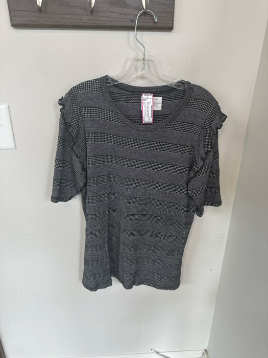 Sol Angeles x Anthropologie Size XL Black & Silver Rayon Blend Short Sleeve Top