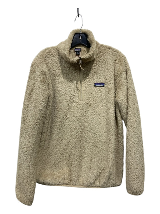 Patagonia Size Medium Beige Polyester Long Sleeve Fuzzy Quarter Zip Sweater Beige / Medium