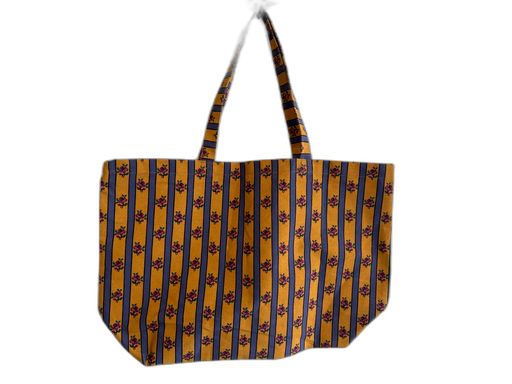 Sezane Yellow Blue Pink Canvas Stripe & Floral Shoulder Bag Tote Bag Yellow Blue Pink / L
