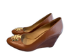 Tory Burch Shoe Size 5.5 Brown Leather Upper Almond shape Gold detail Shoes Brown / 5.5