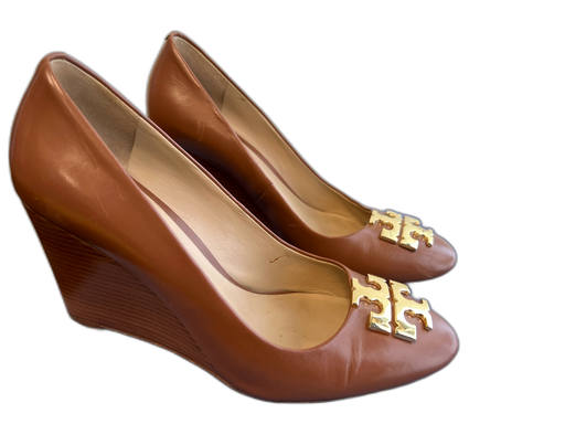 Tory Burch Shoe Size 5.5 Brown Leather Upper Almond shape Gold detail Shoes Brown / 5.5