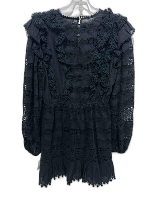 Ulla Johnson Size 6 Black Cotton & Viscose Long puff sleeve Crochet Lace Dress Black / 6