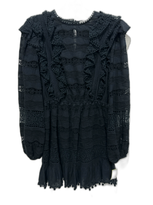 Ulla Johnson Size 6 Black Cotton & Viscose Long puff sleeve Crochet Lace Dress Black / 6