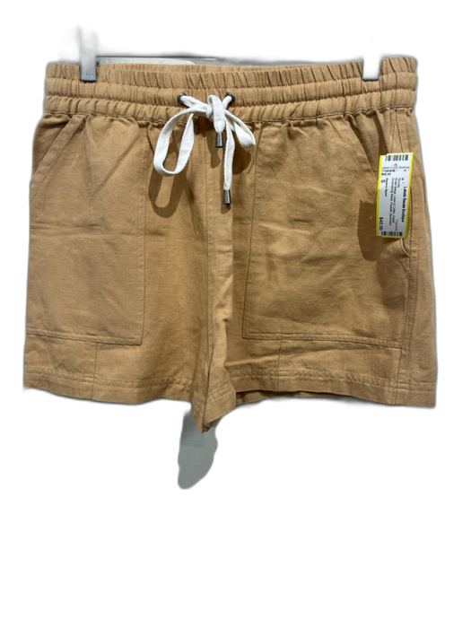 Apiece Apart Size S Khaki Beige Linen & Cotton Elastic Drawstring Waist Shorts Khaki Beige / S