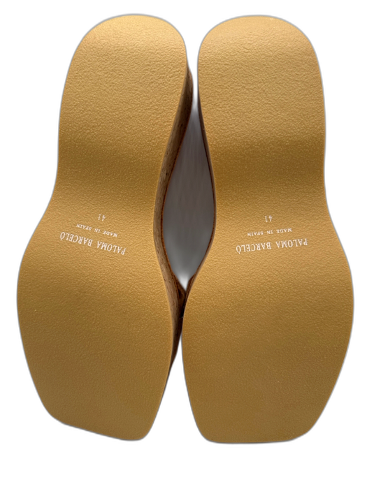 Paloma Barcelo Shoe Size 41 Orange & Beige Velvet Gold Buckle Mule Sandals Orange & Beige / 41
