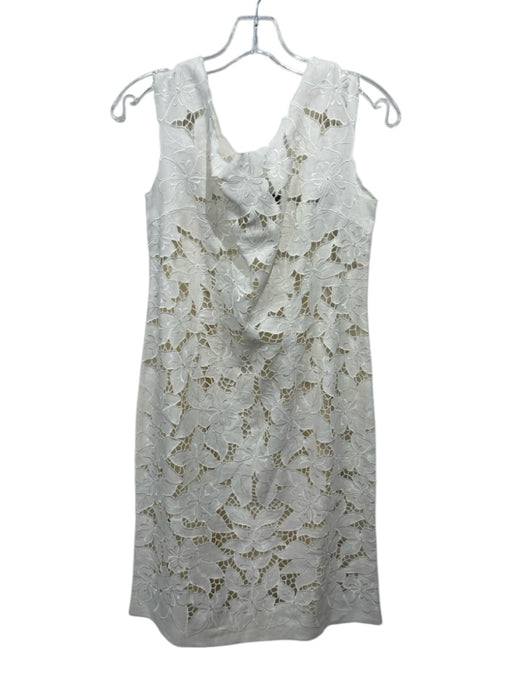 Rickie Freeman for Teri Jon Size 6 Cream White Linen & Silk Sleeveless Dress Cream White / 6