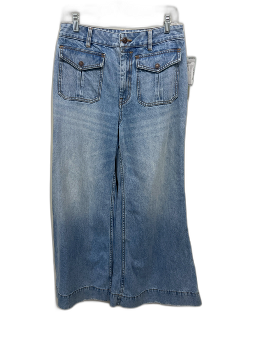 Zimmermann Size 30 Light Wash Cotton Button Pockets Mid Rise Wide Leg Jeans Light Wash / 30