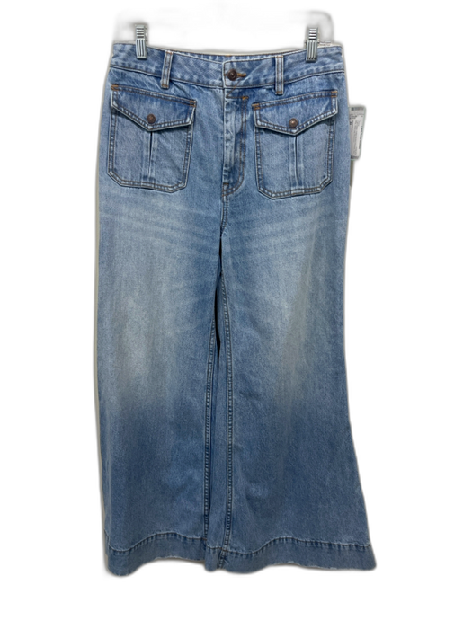 Zimmermann Size 30 Light Wash Cotton Button Pockets Mid Rise Wide Leg Jeans Light Wash / 30