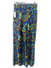 La Double J Size M Blue, Green, Brown Silk Abstract Elastic Waist Palazzo Pants Blue, Green, Brown / M