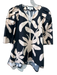 Psophia Vazquez de Castro Size S Black & Beige Cotton V Neck Abstract Floral Top Black & Beige / S