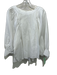 Harshman Size M/L White Cotton Gathered Back Zip bishop sleeve Top White / M/L