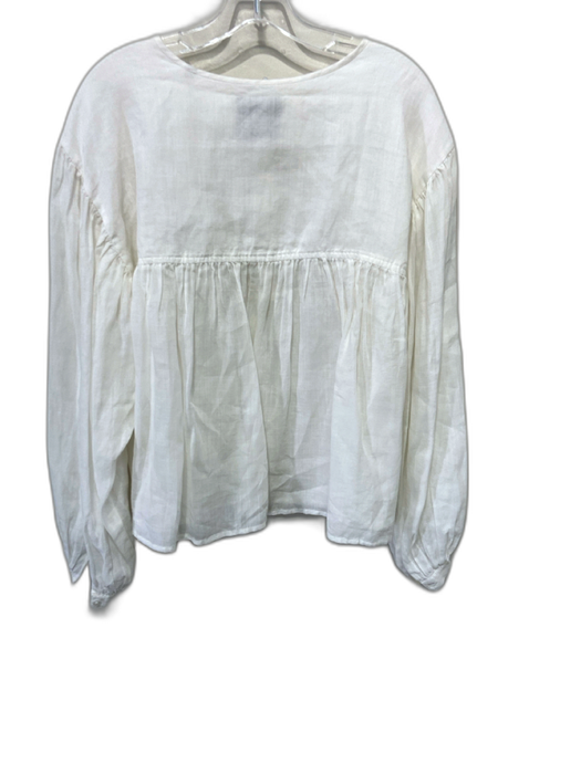 Rohe Size 40 / s White Linen Quarter Button Gathered Balloon Sleeve Top White / 40 / s