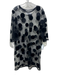 Marios Size M Black Nylon Blend Tulle Polka Dot Short Sleeve Knee length Dress Black / M