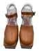Clergerie Shoe Size 41 Cognac Brown Leather Wood Stacked Heel Platform Sandals Cognac Brown / 41