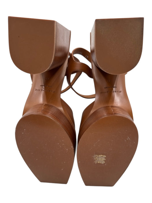 Clergerie Shoe Size 41 Cognac Brown Leather Wood Stacked Heel Platform Sandals Cognac Brown / 41