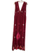 Antik Batik Size S Red Silk Sequin Maxi V Neck Pleated Dress Red / S