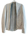 Jakett Size S White Leather Open Front Long Sleeve Ribbed Seam Detail Blazer White / S