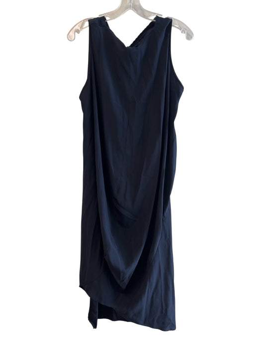 Maria Cornejo Size 10 Navy Silk Silk Sleeveless Asymetric Neckline Dress Navy / 10