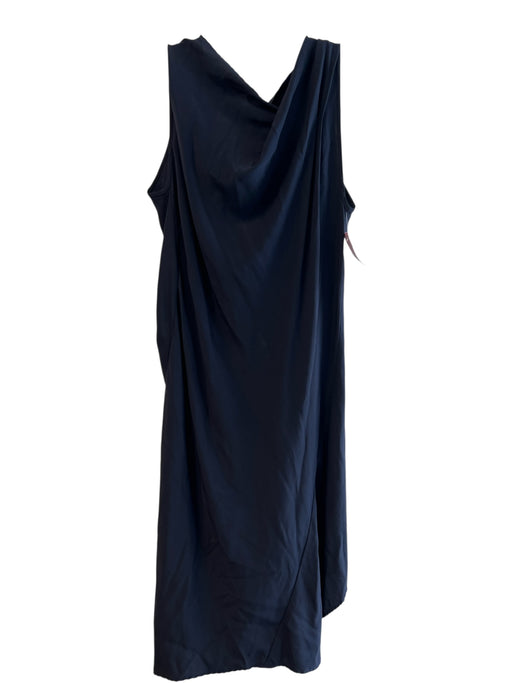 Maria Cornejo Size 10 Navy Silk Silk Sleeveless Asymetric Neckline Dress Navy / 10