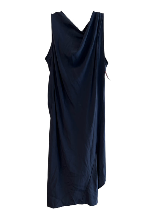 Maria Cornejo Size 10 Navy Silk Silk Sleeveless Asymetric Neckline Dress Navy / 10