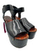 Celine Shoe Size 41 Black Leather Upper Velcro Strap Platform Wedge Sandals Black / 41