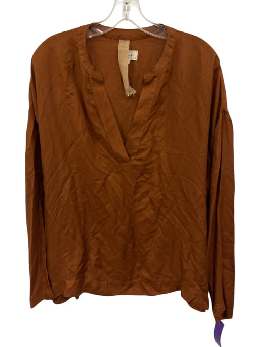 Diega Size S Brown Viscose & Silk Long Sleeve V Neck Top Brown / S