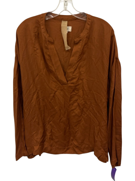 Diega Size S Brown Viscose & Silk Long Sleeve V Neck Top Brown / S