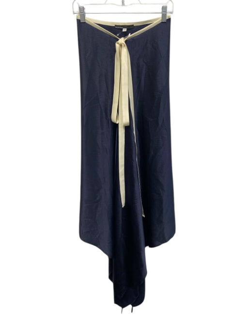 Calvin Tran Size 1 Navy Blue & White Sleeveless Tie Detail Zip Close Dress Navy Blue & White / 1