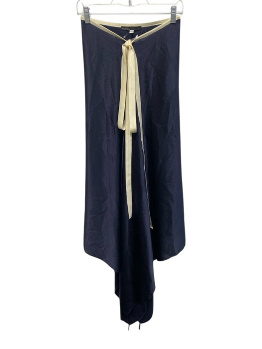 Calvin Tran Size 1 Navy Blue & White Sleeveless Tie Detail Zip Close Dress Navy Blue & White / 1