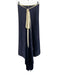 Calvin Tran Size 1 Navy Blue & White Sleeveless Tie Detail Zip Close Dress Navy Blue & White / 1