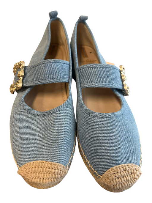 Sam Edelman Shoe Size 8 Blue Denim Buckle Mary Jane Espadrille Rounded Toe Shoes Blue / 8