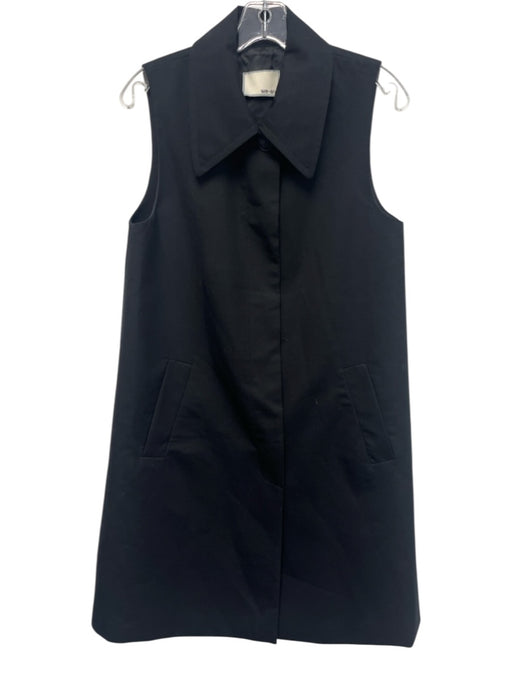 we-ar4 Size S Black Wool Sleeveless Button Up & Collar Midi Dress Black / S
