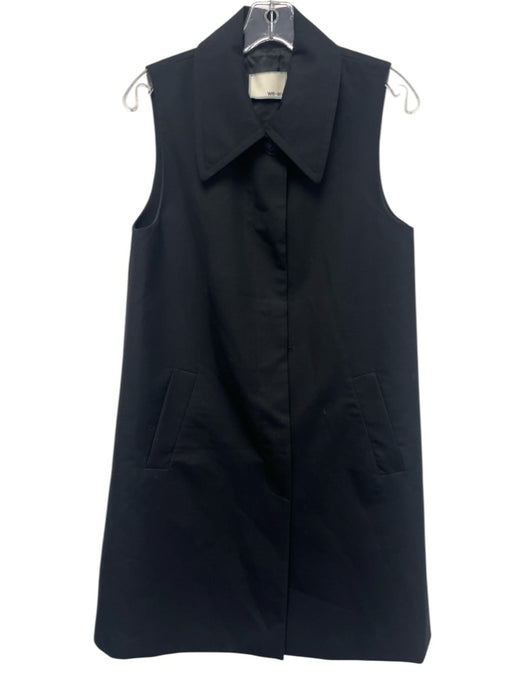 we-ar4 Size S Black Wool Sleeveless Button Up & Collar Midi Dress Black / S