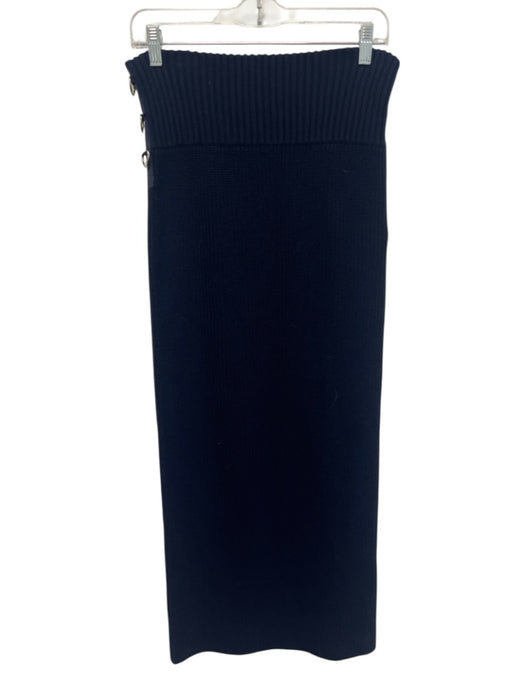 Sacai Size 3 Navy Wool Knit Maxi silver hardware Back Slit Skirt Navy / 3