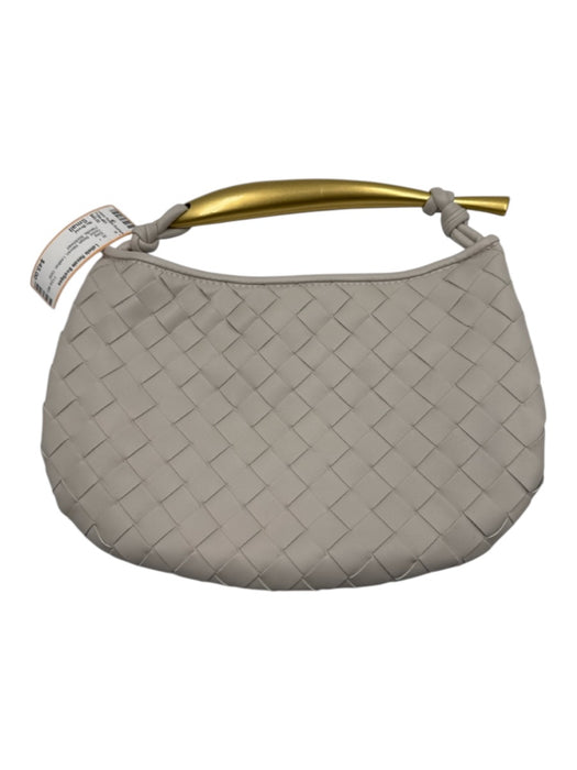 No Brand Beige Woven Leather Gold Handle Bag Beige / Small