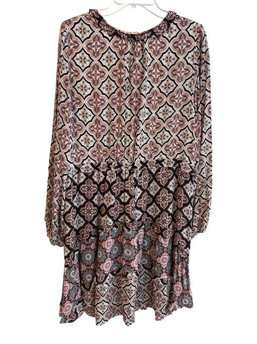 Anthropologie Size L Brown & Multi Viscose Elastic Wrist Long Sleeve Dress Brown & Multi / L