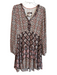 Anthropologie Size L Brown & Multi Viscose Elastic Wrist Long Sleeve Dress Brown & Multi / L