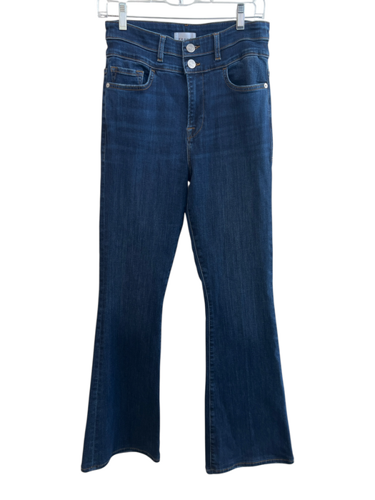Frame Size 29 Dark Wash Cotton Blend Zip Fly High Waisted Flare Jeans Dark Wash / 29